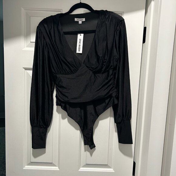 Steve Madden Tops - Steve Madden Long Sleeve Black V-Neck Body Suit Size Large